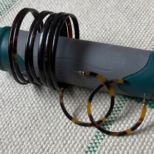 Tortoise Shell Hoop Earrings and 7 Bangles Set